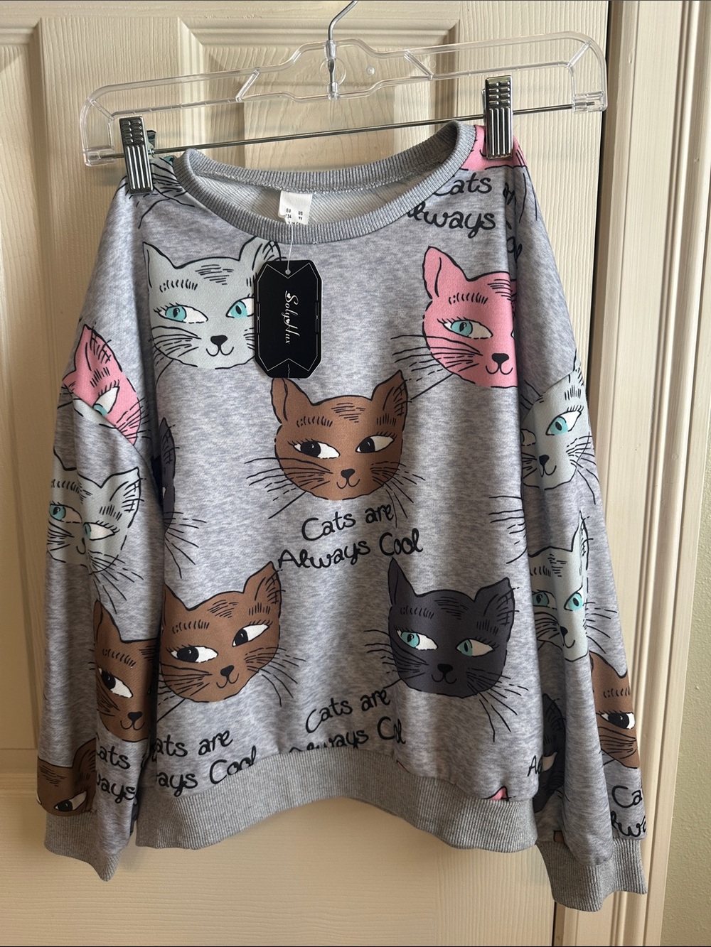 Girls' Grey 'Cats Are Always Cool' Graphic Sweatshirt